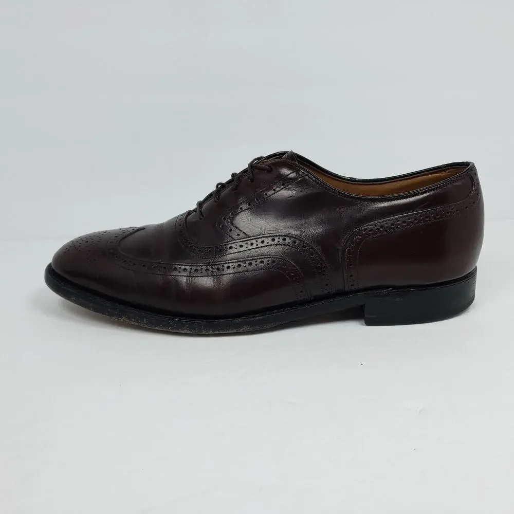 Johnson Murphy Mens Size 11 Optima Burgundy Leather Formal Dress Wingtip Shoes